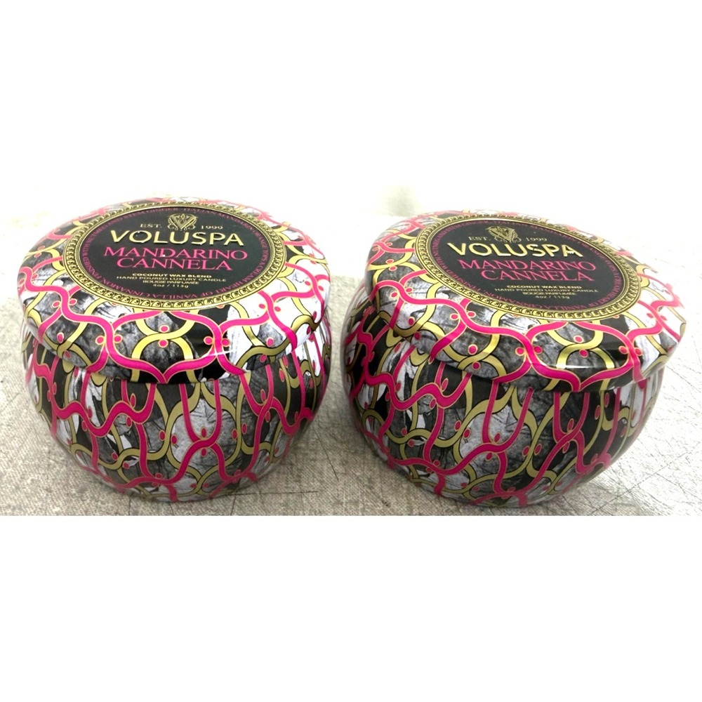 Voluspa Mandarino Cannela Mini 4oz 1 Wick Candle in A Decorative Tin X2 **READ**